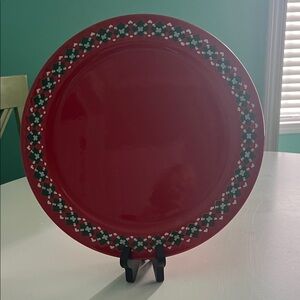 Waechtersbach Festive Red Holiday Plate with Green Accents